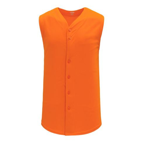 Athletic Knit Full Button Sleeveless Baseball Jersey (BA1812), Color '064 Orange'